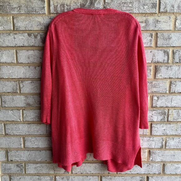 J. Jill Love Linen 3/4 Sleeve Pocket Open Front Cardigan Sweater Women's Size M - Picture 2 of 8